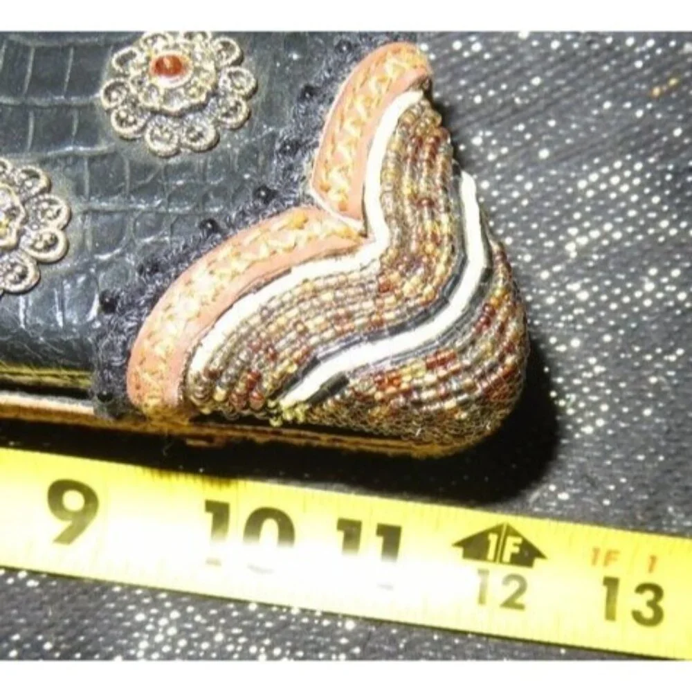 Mary Frances Vintage hand beaded Italian calf hair handbag crossbody clutch